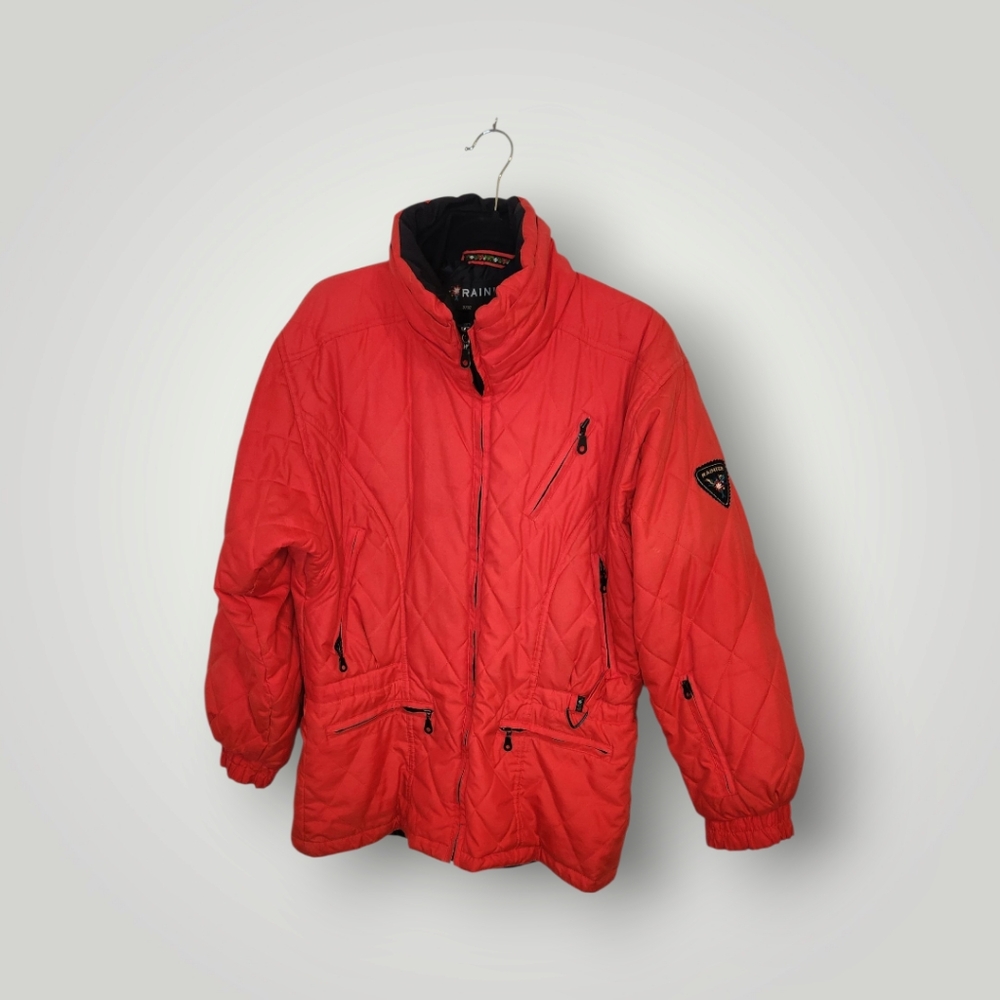 Rainier vintage Red Quilted puffer snow Jacket coat  3792 size 10